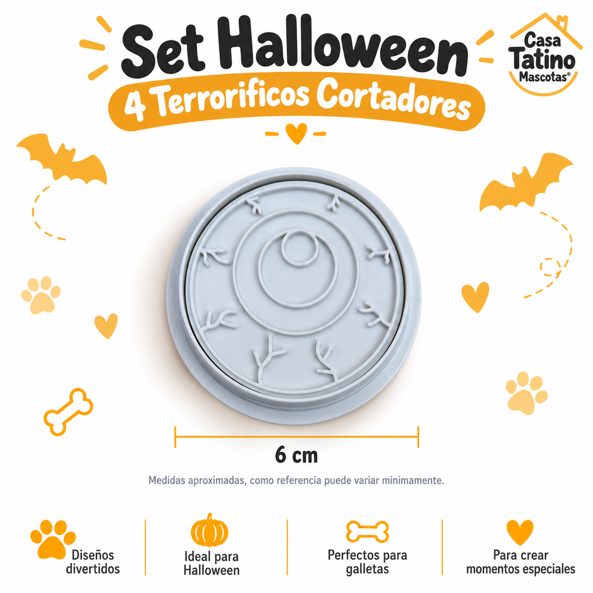 🎃 Set Halloween · 4 Terrorificos Cortadores con Sello