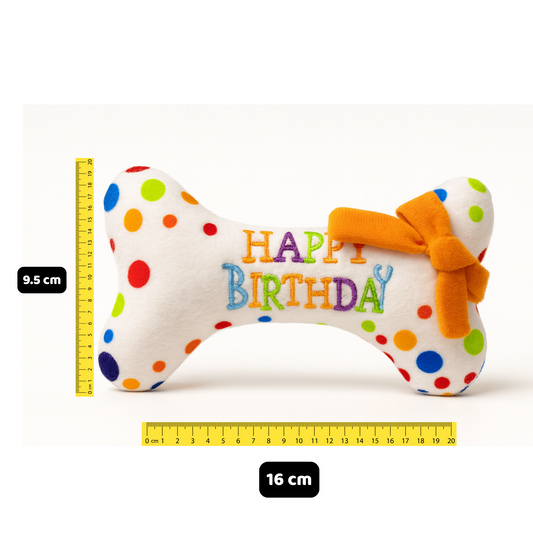 🦴 Birthday Bone White – Juguete de Peluche para Cumpleaños 🎉🐾