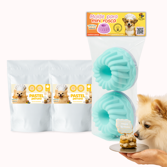 Set Mini Moldes para Pasteleria Perruna + 2 Mezclas Instantáneas Incluidas