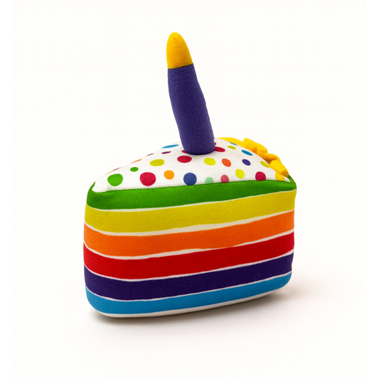 🍰 Birthday Cake Slice – Juguete de Rebanada de Pastel de Peluche Multicolor 🎉🐾
