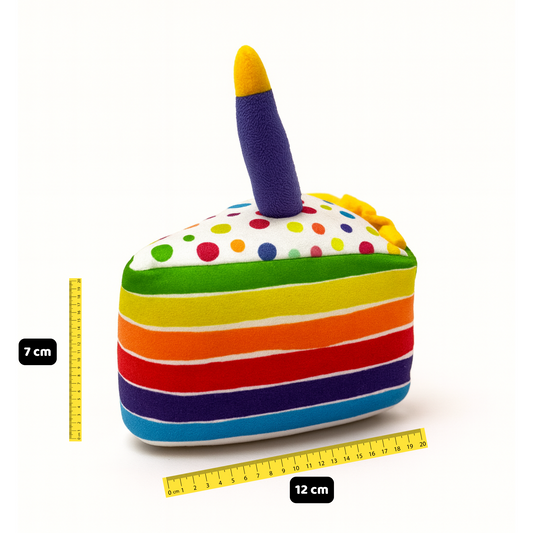 🍰 Birthday Cake Slice – Juguete de Rebanada de Pastel de Peluche Multicolor 🎉🐾