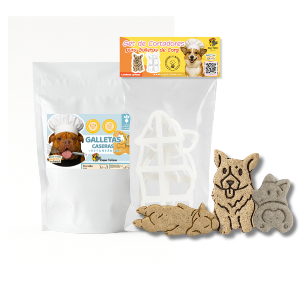 Set de 3 cortadores de galletas en forma de Corgi + mezcla instantánea