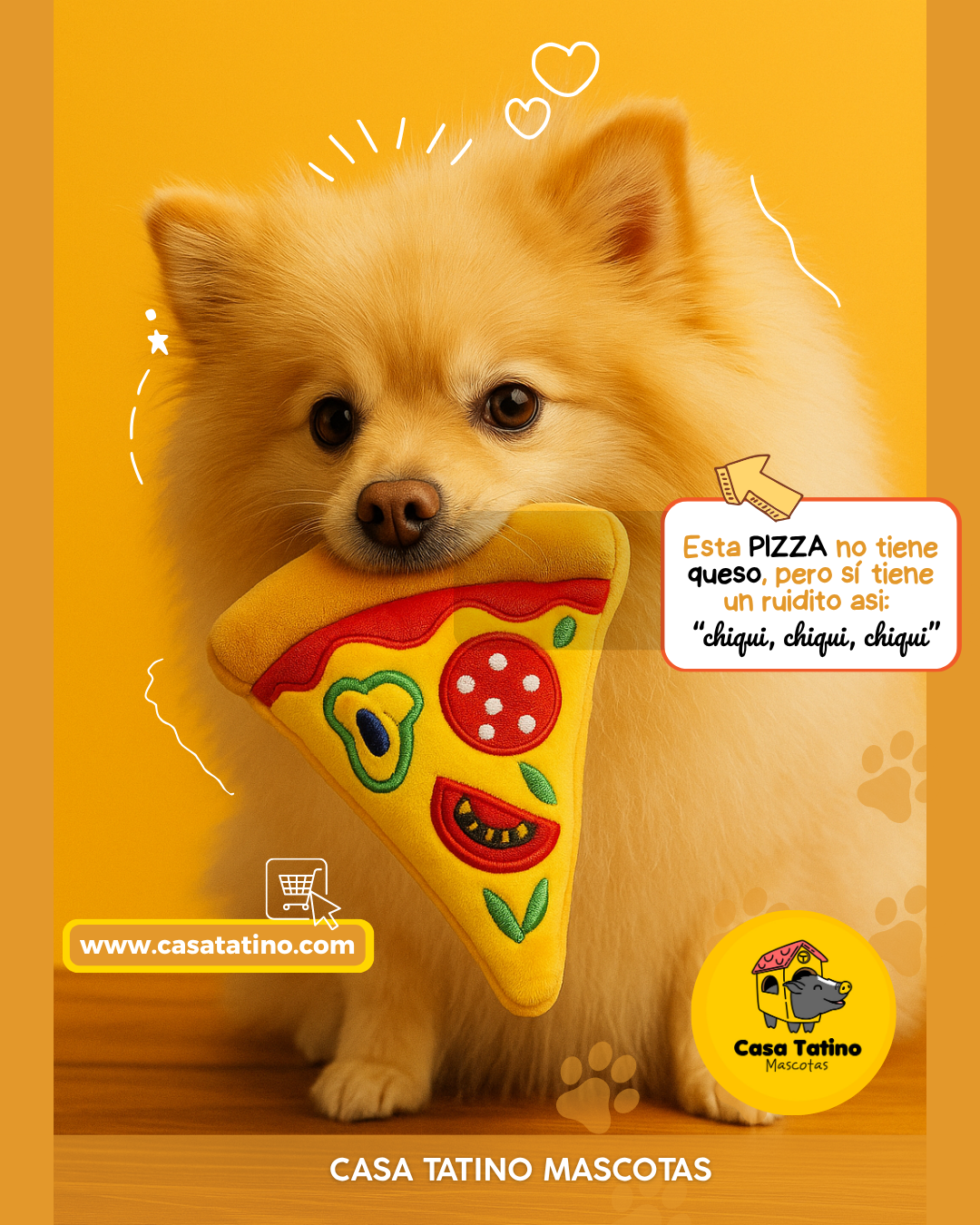 🍕 Pizza Perruna – Juguete de Peluche con Chirrido 🎉🐾
