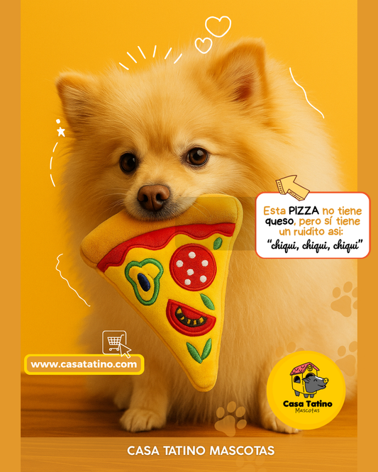 🍕 Pizza Perruna – Juguete de Peluche con Chirrido 🎉🐾