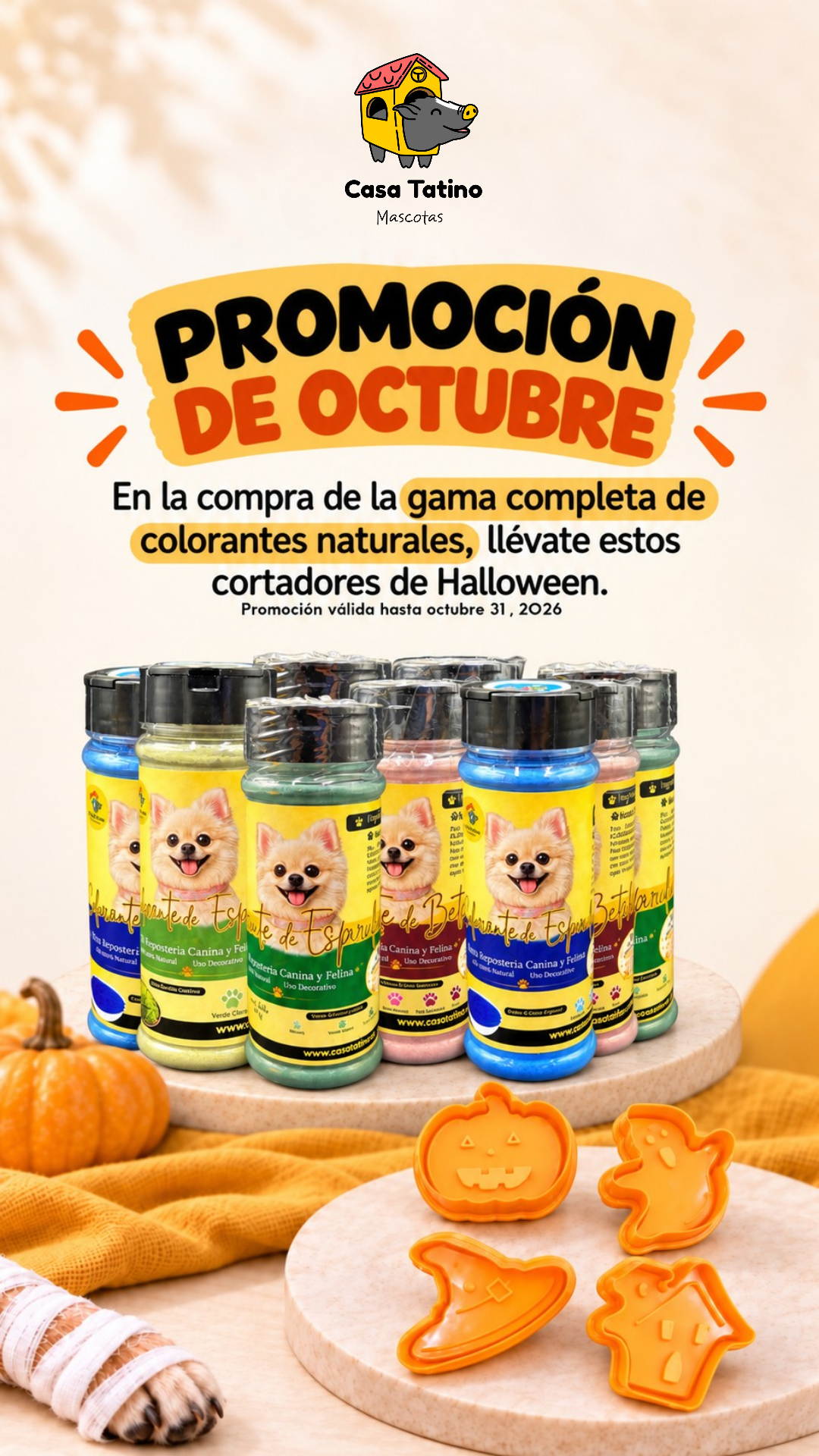 Gama Completa de Colorantes + 1 Set de 4 Cortadores de Halloween