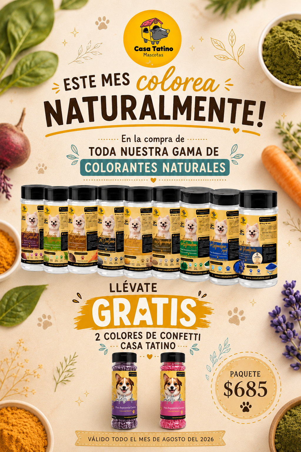 Paquete Completo de Colorantes Naturales + 2 Confetti de Regalo 🐾