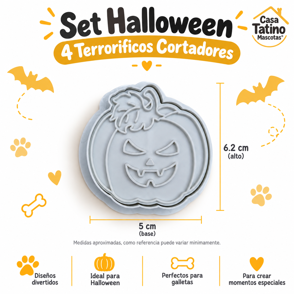 🎃 Set Halloween · 4 Terrorificos Cortadores con Sello