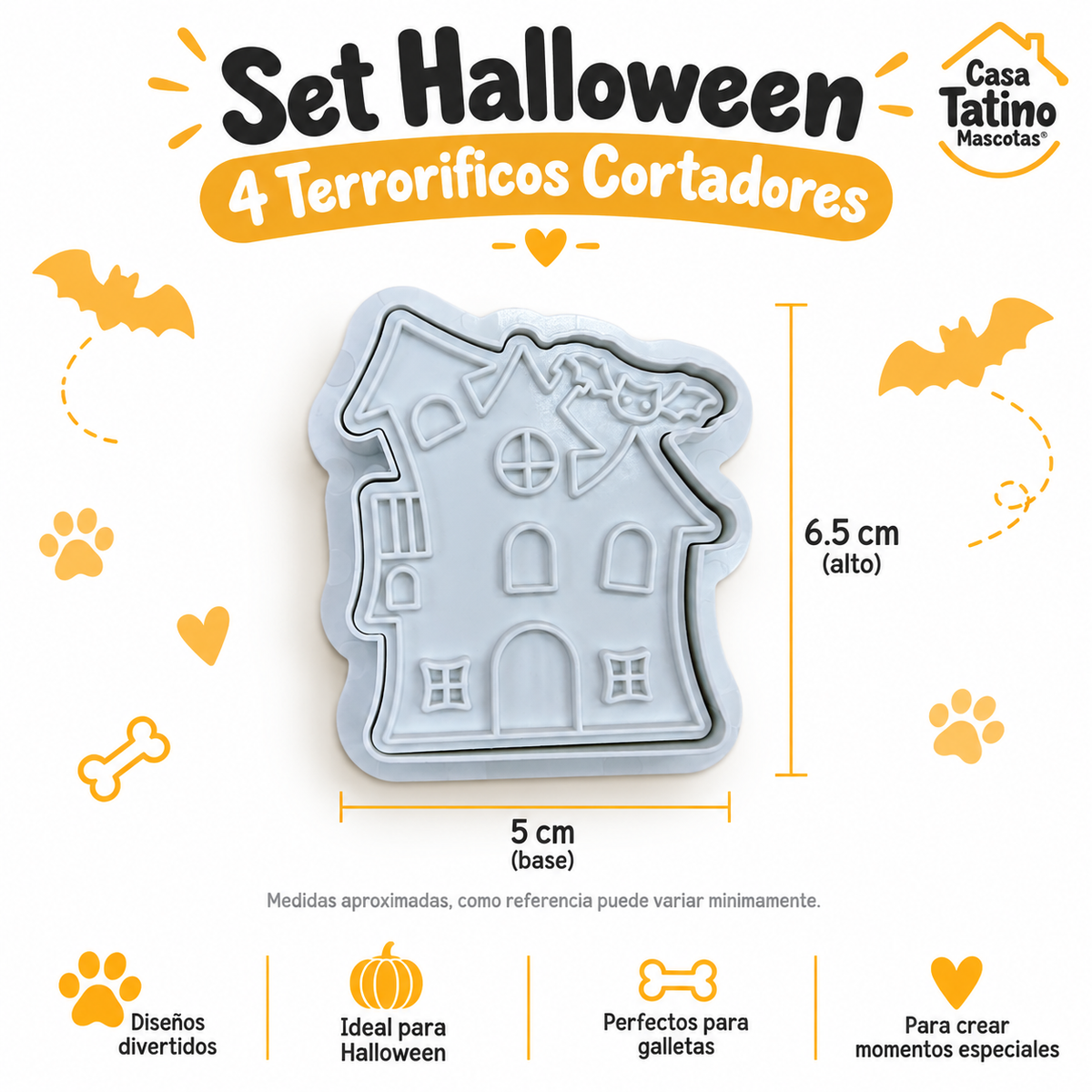 🎃 Set Halloween · 4 Terrorificos Cortadores con Sello