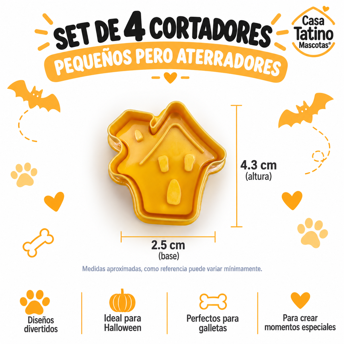 🎃 Set Halloween · 4 Cortadores con Sello Integrado

¡Pequeños pero aterradores!
