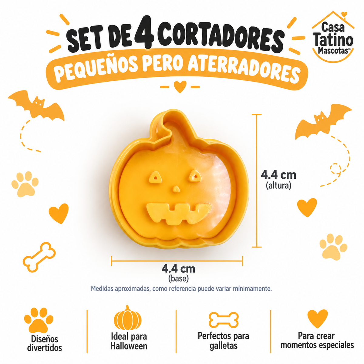 🎃 Set Halloween · 4 Cortadores con Sello Integrado

¡Pequeños pero aterradores!