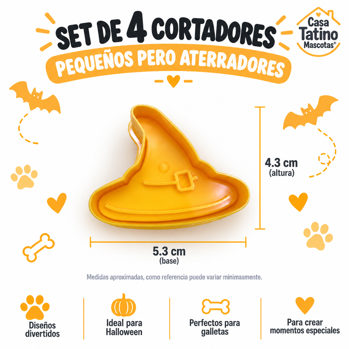 🎃 Set Halloween · 4 Cortadores con Sello Integrado

¡Pequeños pero aterradores!