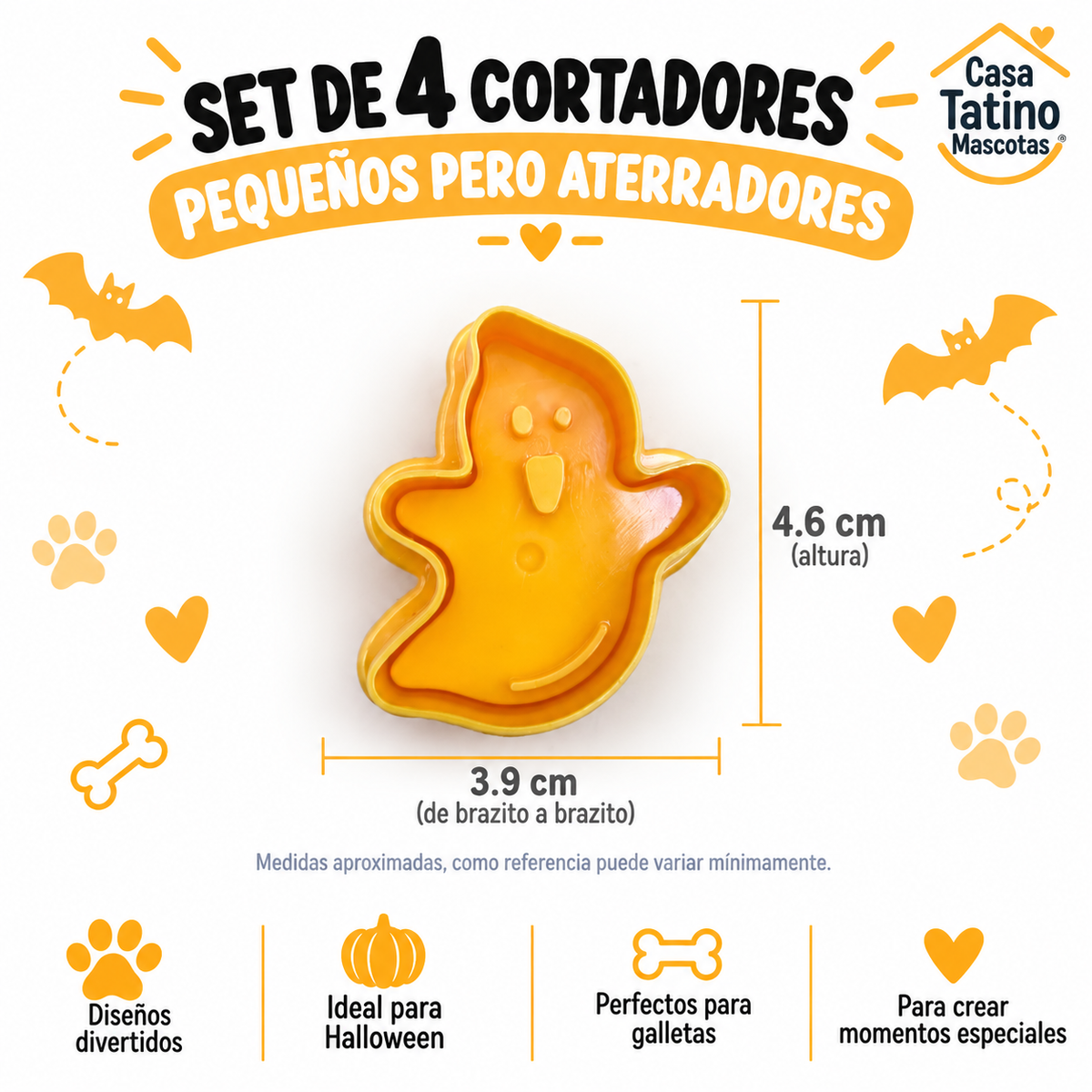 🎃 Set Halloween · 4 Cortadores con Sello Integrado

¡Pequeños pero aterradores!